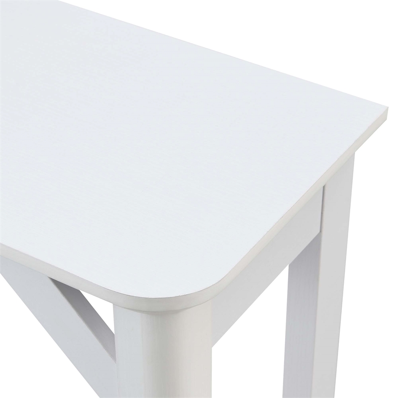 Pemberly Row Modern Hall Table with Shelf in White Wood Finish