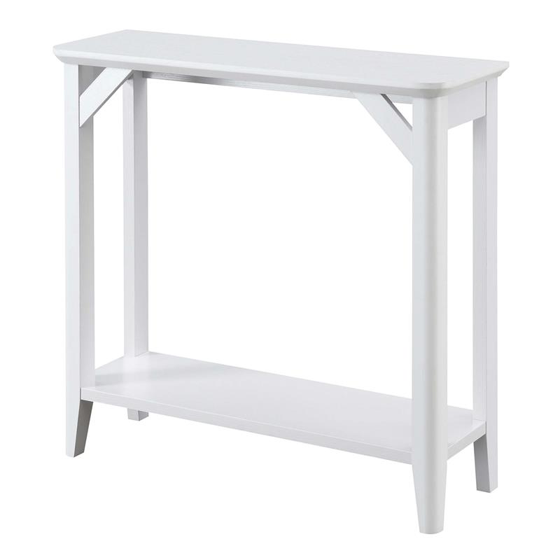 Pemberly Row Modern Hall Table with Shelf in White Wood Finish