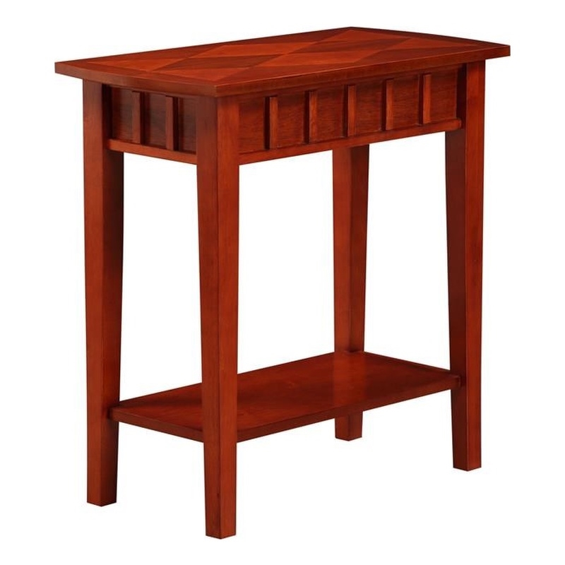 Pemberly Row Modern End Table with Shelf in Mahogany Wood Finish