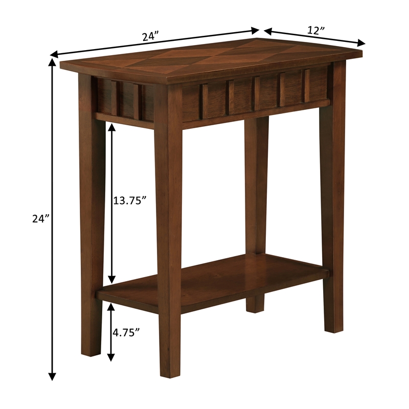 Pemberly Row Modern End Table with Shelf in Espresso Wood Finish