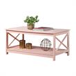Pemberly Row Modern Coffee Table with Shelf in Pink Wood Finish