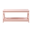 Pemberly Row Modern Coffee Table with Shelf in Pink Wood Finish