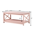 Pemberly Row Modern Coffee Table with Shelf in Pink Wood Finish