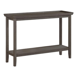 Pemberly Row Modern Console Table with Shelf in Gray Wood Finish