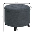 Pemberly Row Contemporary Round Storage Ottoman in Gray Fabric
