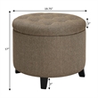 Pemberly Row Modern Round Storage Ottoman in Cappuccino Fabric