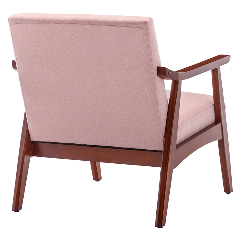 Pemberly Row Accent Chair in Pink Fabric with Espresso wood Frame