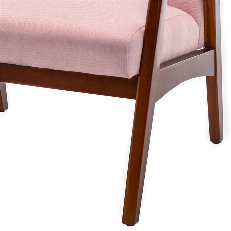 Pemberly Row Accent Chair in Pink Fabric with Espresso wood Frame