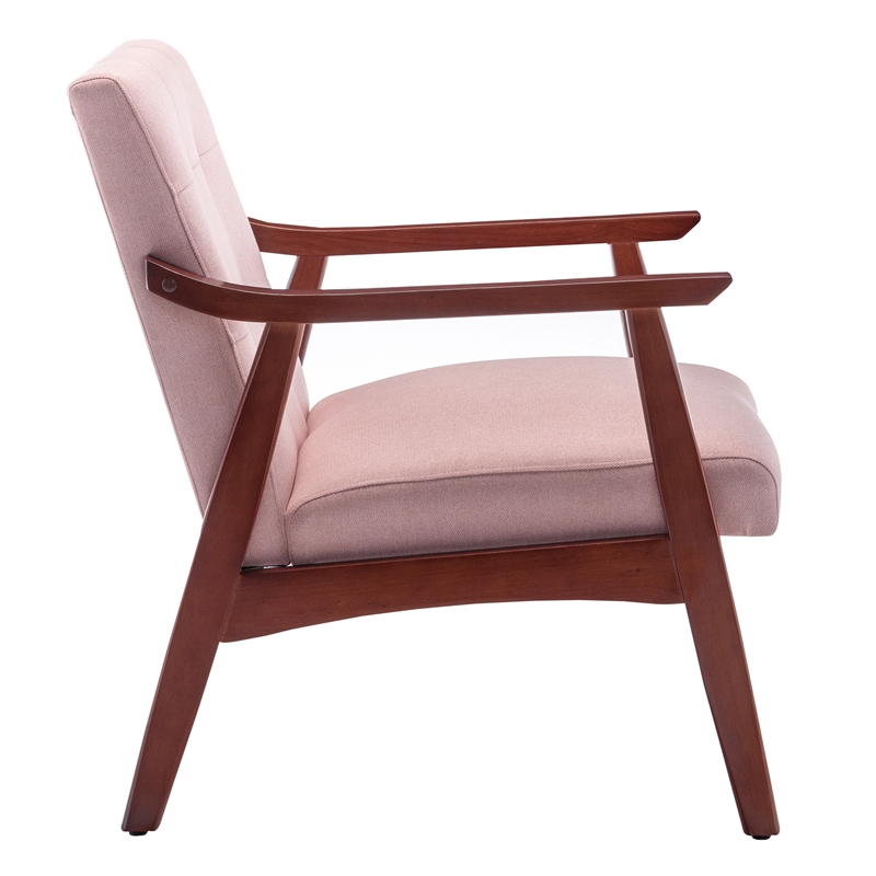 Pemberly Row Accent Chair in Pink Fabric with Espresso wood Frame