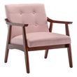 Pemberly Row Accent Chair in Pink Fabric with Espresso wood Frame