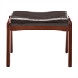 Pemberly Row Accent Ottoman Stool in Espresso Faux Leather and Wood