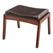 Pemberly Row Accent Ottoman Stool in Espresso Faux Leather and Wood