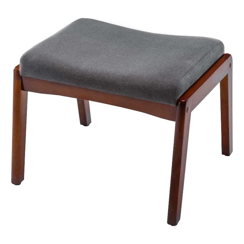 Pemberly Row Accent Ottoman Stool in Gray Fabric and Espresso Wood