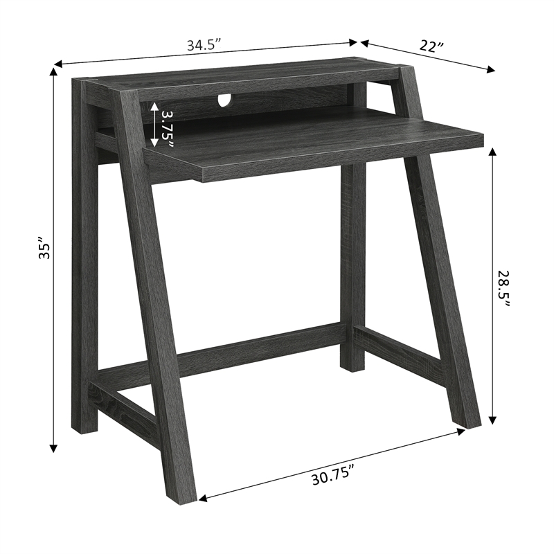 Pemberly Row Modern / Contemporary Two-Tier Desk in Gray Wood Finish