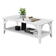 Pemberly Row Modern Coffee Table with Shelf in White Wood Finish
