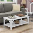 Pemberly Row Modern Coffee Table with Shelf in White Wood Finish