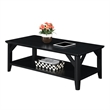 Pemberly Row Modern Coffee Table with Shelf in Black Wood Finish