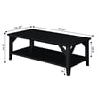 Pemberly Row Modern Coffee Table with Shelf in Black Wood Finish