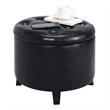 Pemberly Row Contemporary Round Storage Ottoman in Black Fabric