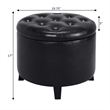 Pemberly Row Contemporary Round Storage Ottoman in Black Fabric