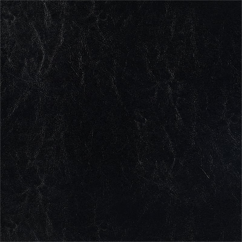 Pemberly Row Contemporary Round Storage Ottoman in Black Fabric