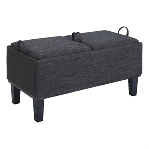 Pemberly Row Storage Ottoman with Reversible Trays in Gray Fabric