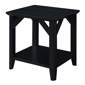 Pemberly Row Modern End Table with Shelf in Black Wood Finish
