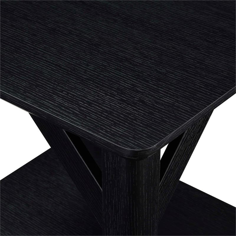 Pemberly Row Modern End Table with Shelf in Black Wood Finish
