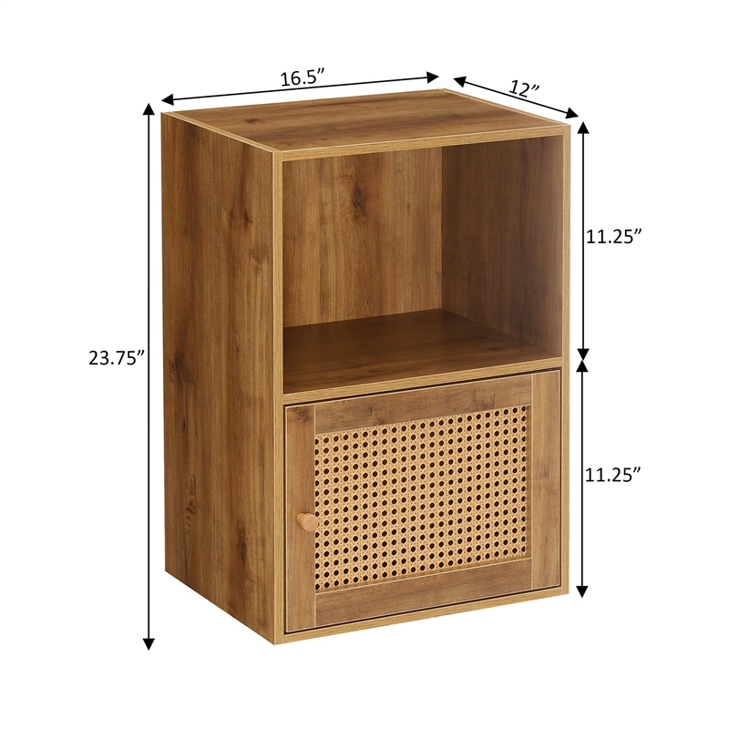 Pemberly Row One-Door Cabinet with Shelf in Caramel Wood Frame Finish