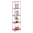 Pemberly Row No-Tools Five-Tier Tower with Pink Wood Frame Finish