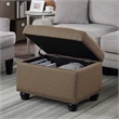 Pemberly Row Storage Ottoman in Beige Fabric with Solid Wood Feet