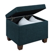 Pemberly Row Storage Ottoman in Blue Fabric with Solid Wood Legs