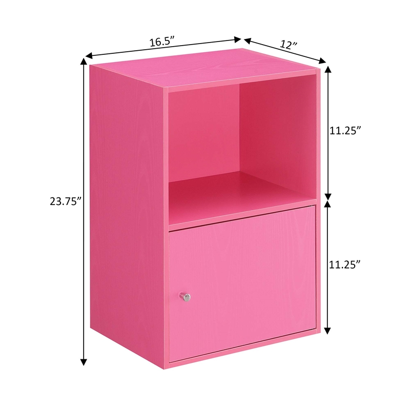 Pemberly Row One-Door Cabinet with Shelf in Pink Wood Finish