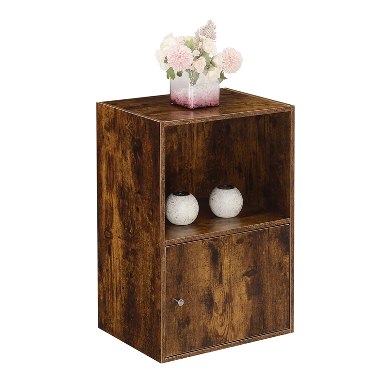 Pemberly Row One-Door Cabinet with Shelf in Walnut Wood Finish