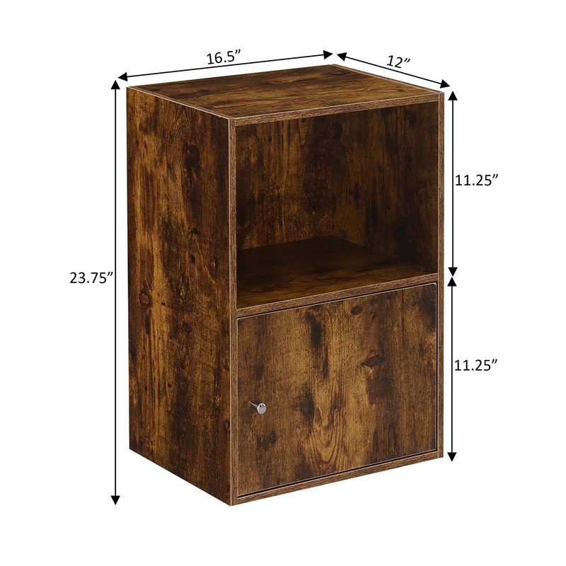 Pemberly Row One-Door Cabinet with Shelf in Walnut Wood Finish