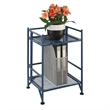 Pemberly Row Two-Tier Folding Metal Shelf in Cobalt Blue Metal Finish