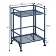 Pemberly Row Two-Tier Folding Metal Shelf in Cobalt Blue Metal Finish