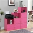 Pemberly Row Three-Door Cabinet with Shelf in Pink Wood Finish