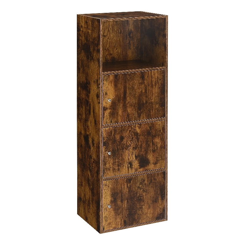 Pemberly Row Three-Door Cabinet with Shelf in Walnut Wood Finish