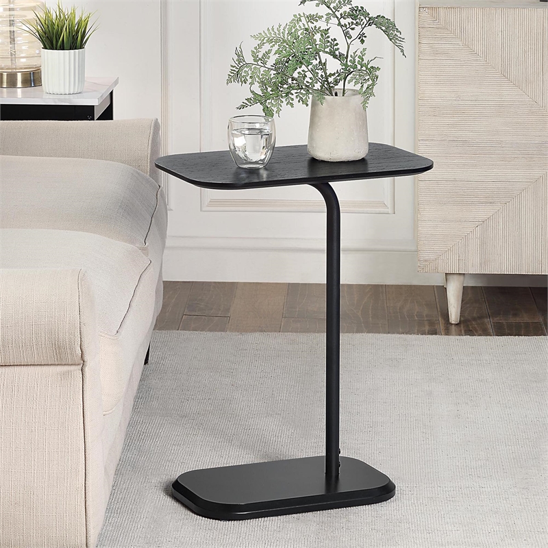 Pemberly Row C End Table in Black Wood Finish with Black Wood Top