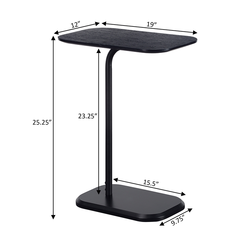 Pemberly Row C End Table in Black Wood Finish with Black Wood Top
