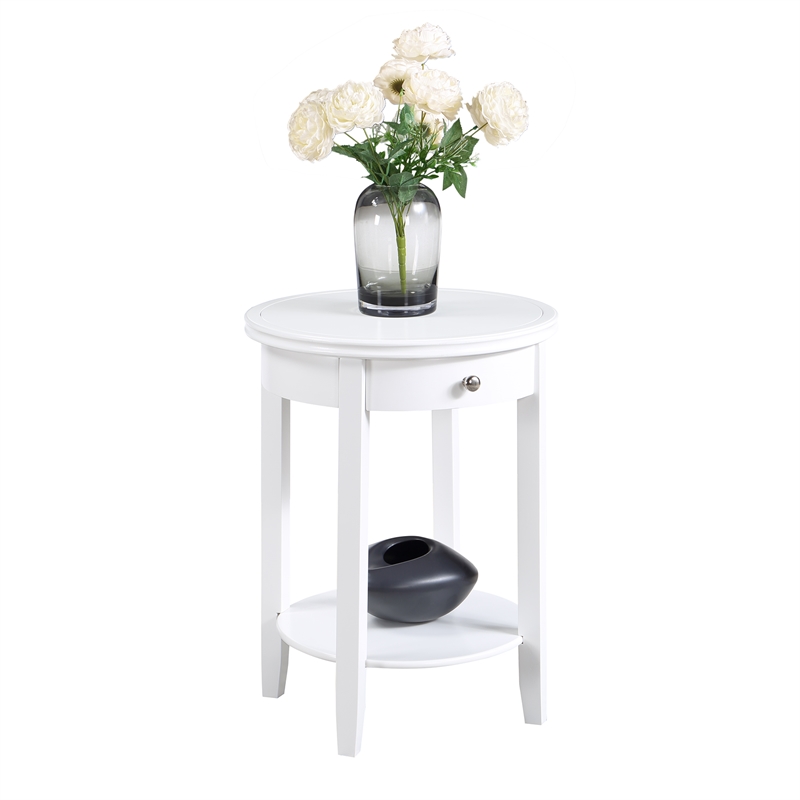 Pemberly Row One-Drawer End Table with Shelf in White Wood Finish