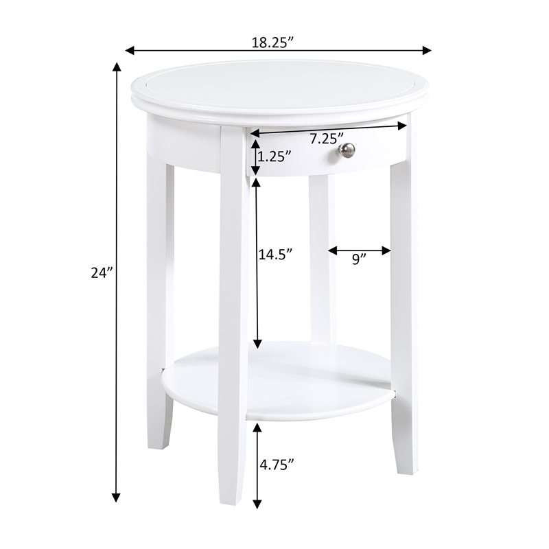 Pemberly Row One-Drawer End Table with Shelf in White Wood Finish