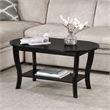 Pemberly Row Oval Coffee Table with Shelf in Black Wood Finish
