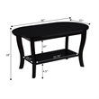 Pemberly Row Oval Coffee Table with Shelf in Black Wood Finish