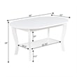 Pemberly Row Oval Coffee Table with Shelf in White Wood Finish