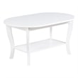 Pemberly Row Oval Coffee Table with Shelf in White Wood Finish