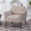 Pemberly Row Accent Chair in Beige Fabric with Solid Wood Legs