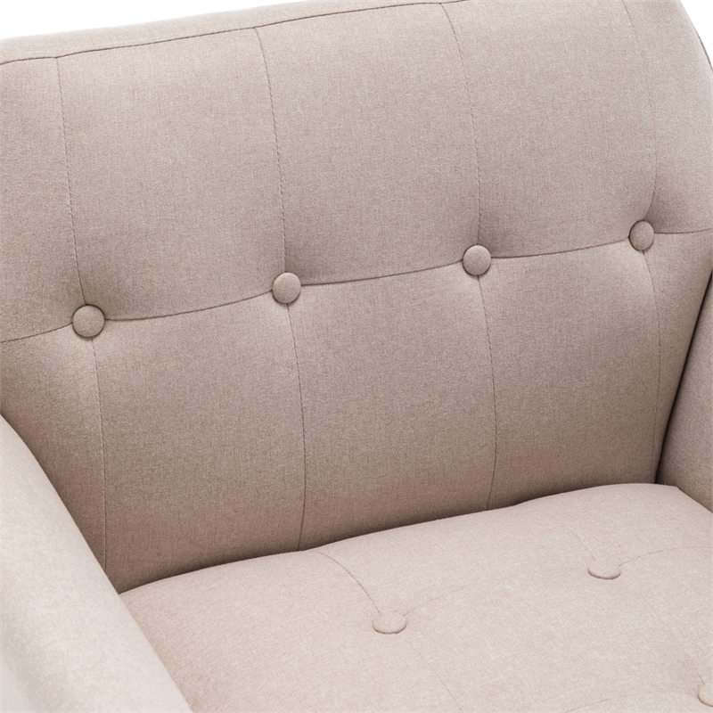 Pemberly Row Accent Chair in Beige Fabric with Solid Wood Legs