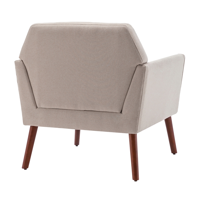 Pemberly Row Accent Chair in Beige Fabric with Solid Wood Legs